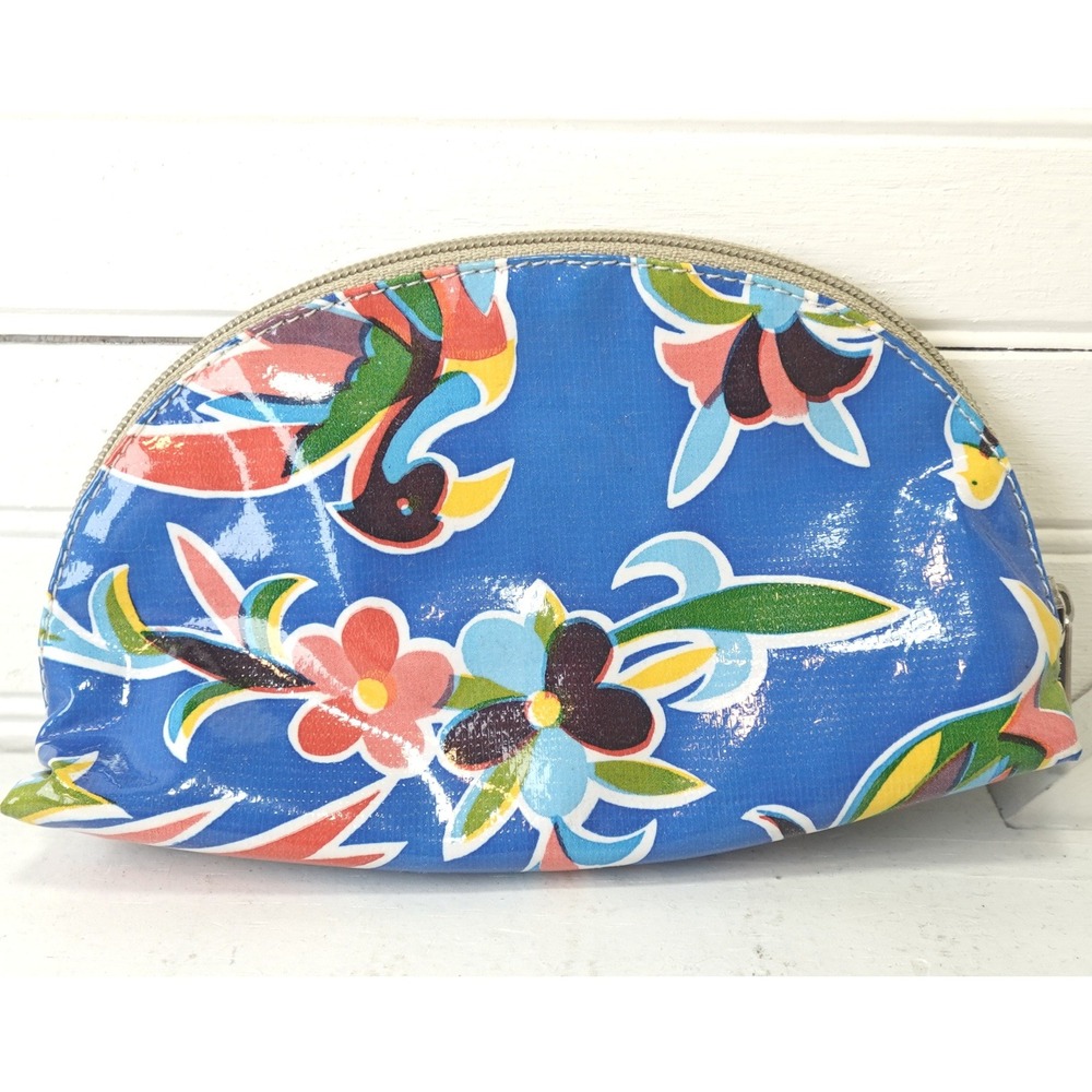 Consuela Make Up Bag Small Vinyl Cosmetics tote Floral Oilcloth Pattern Preloved